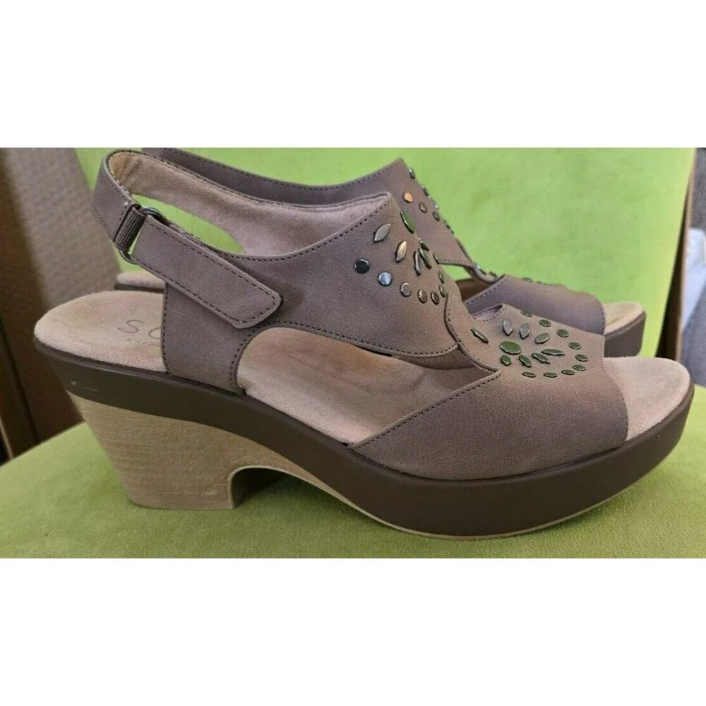 Naturalizer Soul Women's MIA Heeled Sandal Tan Slingback Size 9.5M